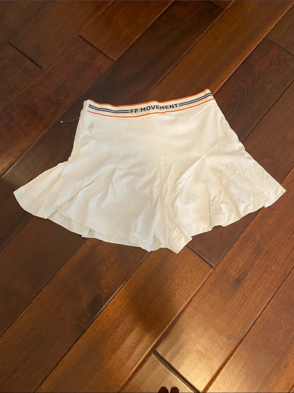 Free People White Pleated Tennis Skort with Striped Waistband